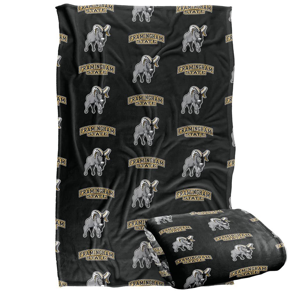 Framingham State University Rams Blanket, 36" x 58", Logo Pattern, Silky Touch Super Soft Throw
