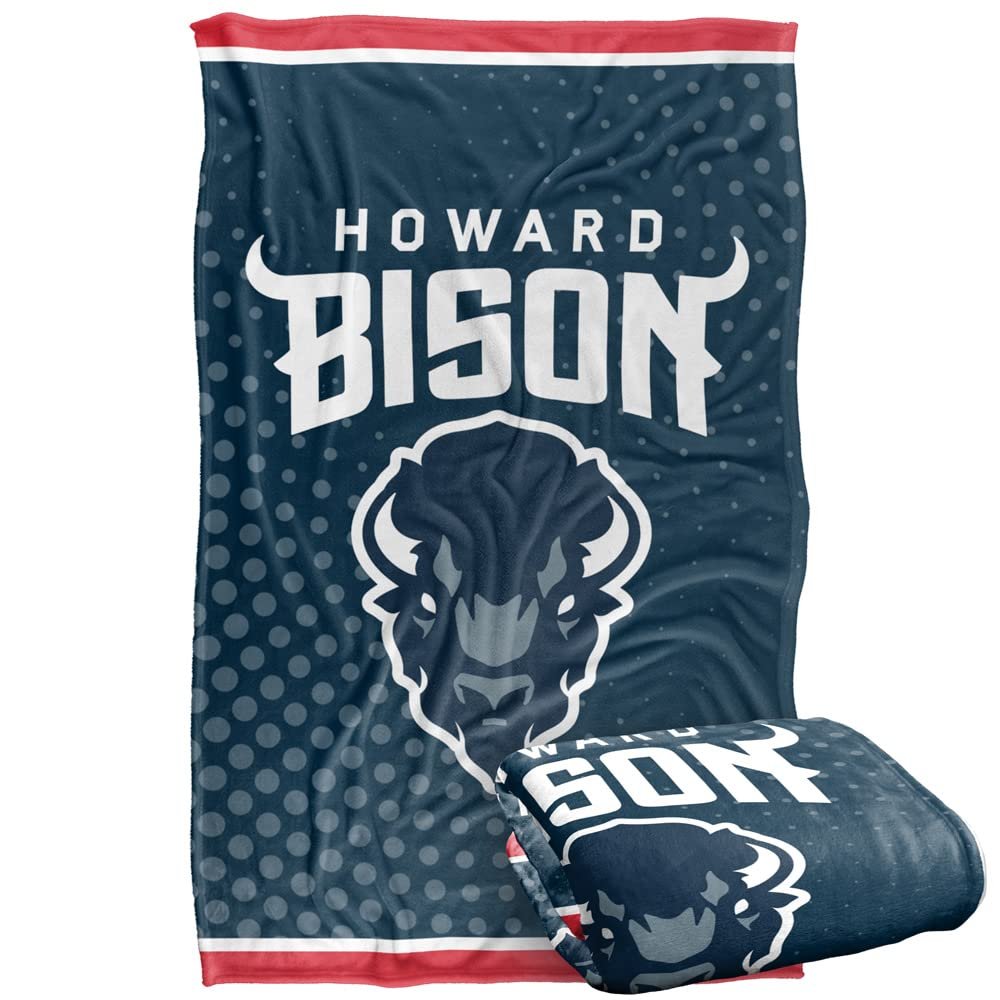 Howard University Bison Blanket, 36" x 58", Logo Dots, Silky Touch Super Soft Throw