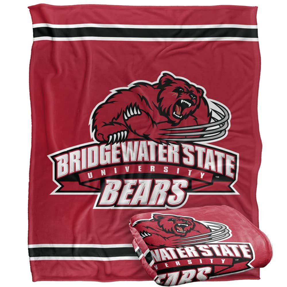 Bridgewater State Univeristy Bears Blanket, 50" x 60", Primary Logo Stripes, Silky Touch Super Soft Throw