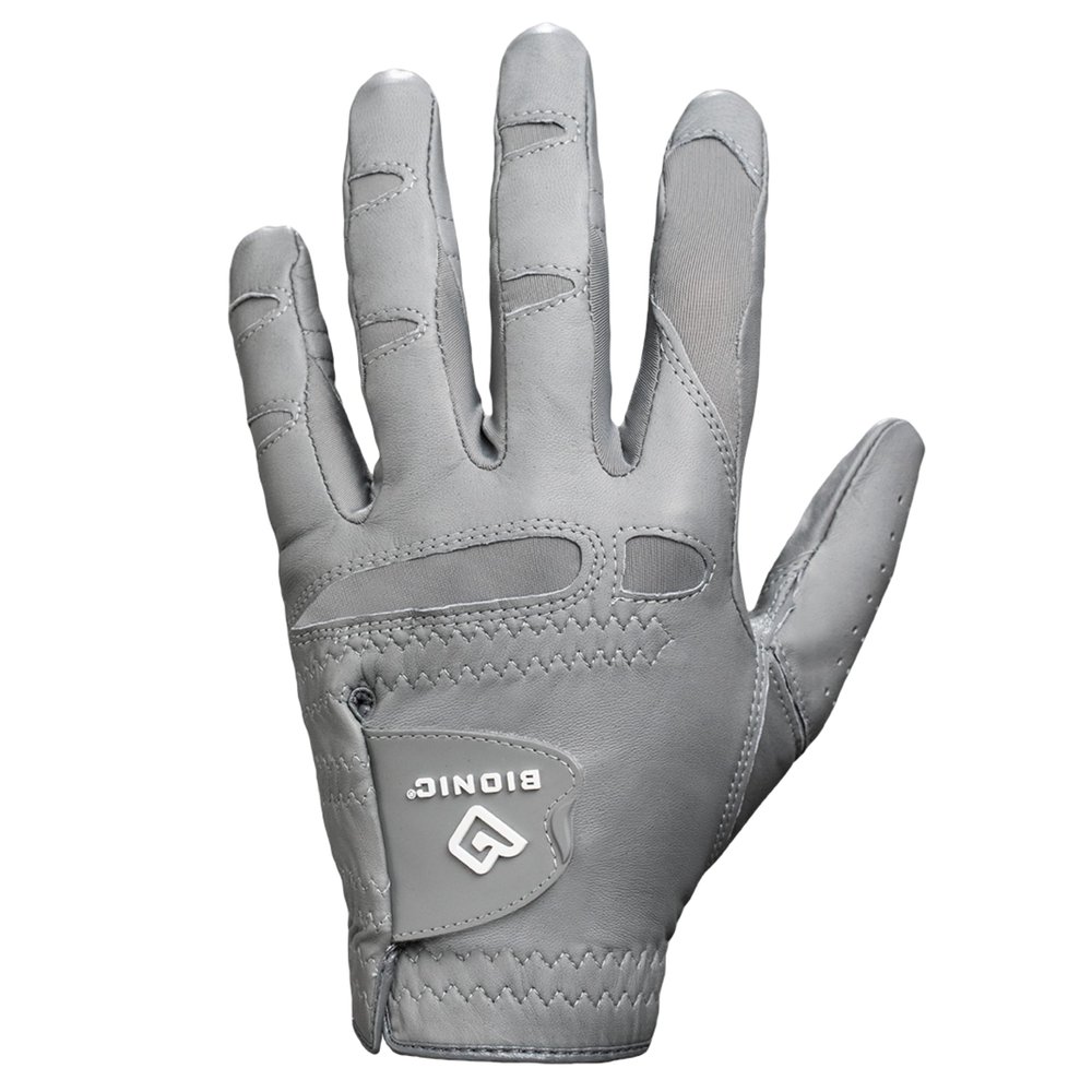 Bionic Men's StableGrip with NaturalFit 2.0 Golf Glove with Dual Expansion Thumb for Best Fit - Premium Cabretta Leather (Gray, XX-Large, Left)