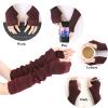 Facecozy Arm Warmers Women, Knit Warm Cashmere Long Fingerless Gloves for Women Cold Weather Mittens with Thumb Hole (Burgundy, 16"/40.5cm) view 2