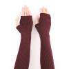 Facecozy Arm Warmers Women, Knit Warm Cashmere Long Fingerless Gloves for Women Cold Weather Mittens with Thumb Hole (Burgundy, 16"/40.5cm) view 3