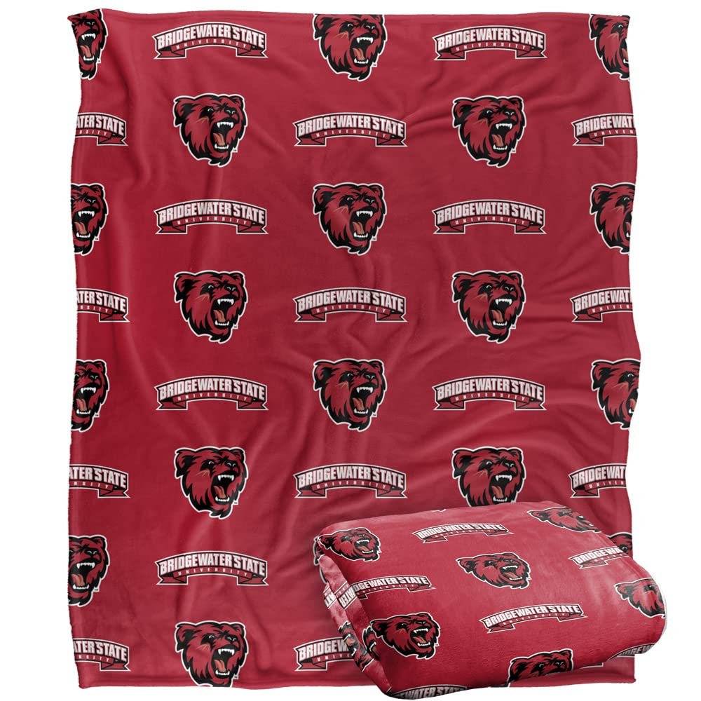 Bridgewater State Univeristy Bears Blanket, 50" x 60", Logo Pattern, Silky Touch Super Soft Throw