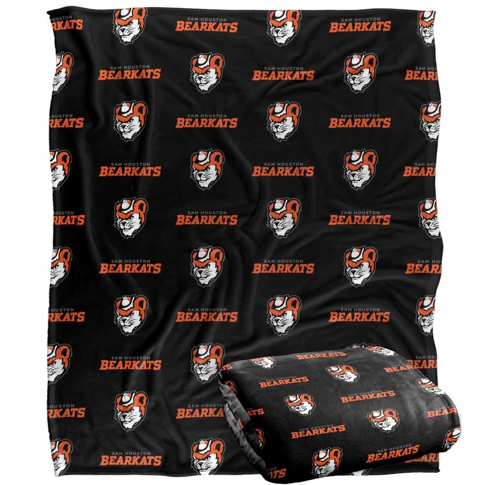 Sam Houston State University Bearkats Blanket, 50" x 60", Logo Pattern, Silky Touch Super Soft Throw