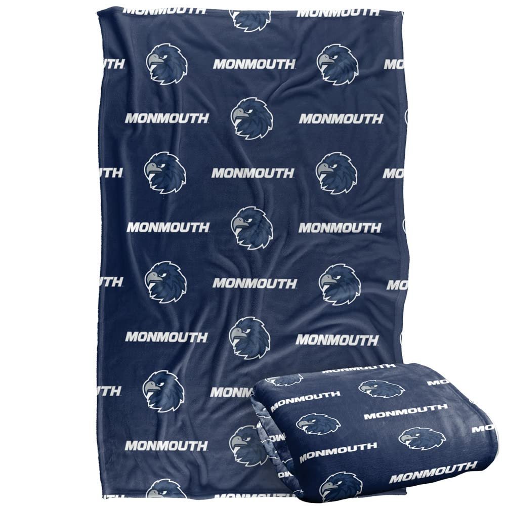Monmouth Univeristy Hawks Blanket, 36" x 58", Logo Pattern, Silky Touch Super Soft Throw