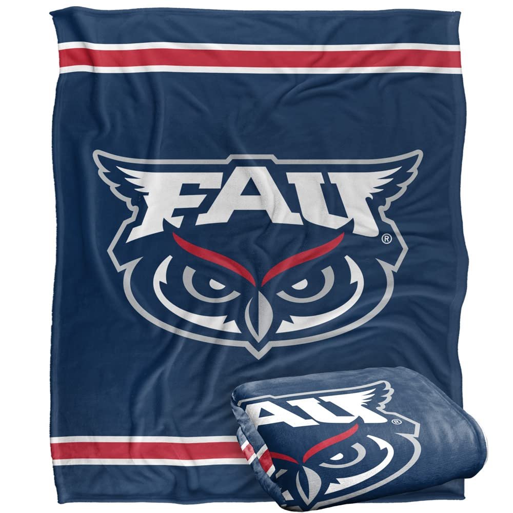 Florida Atlantic University Owls Blanket, 50" x 60", Primary Logo Stripes, Silky Touch Super Soft Throw