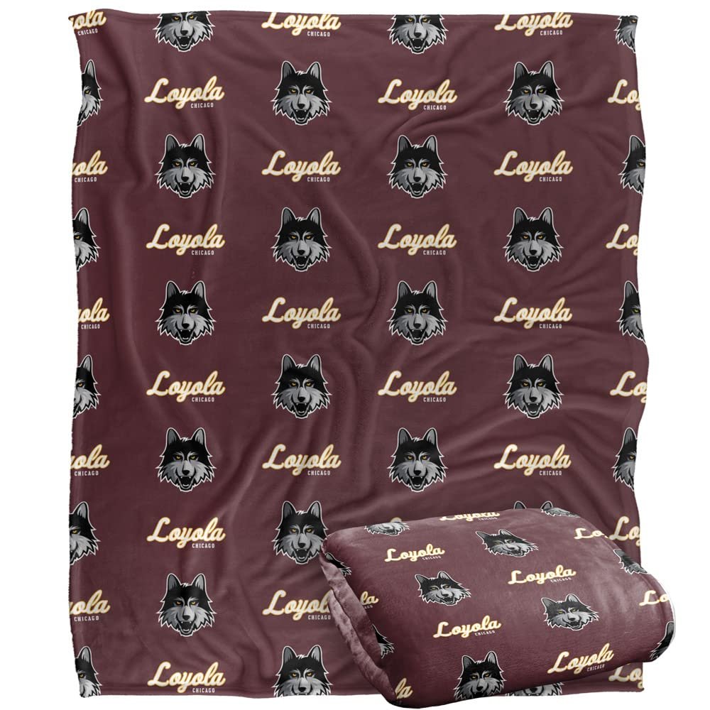 Loyola Univeristy Chicago Ramblers Blanket, 50" x 60", Logo Pattern, Silky Touch Super Soft Throw