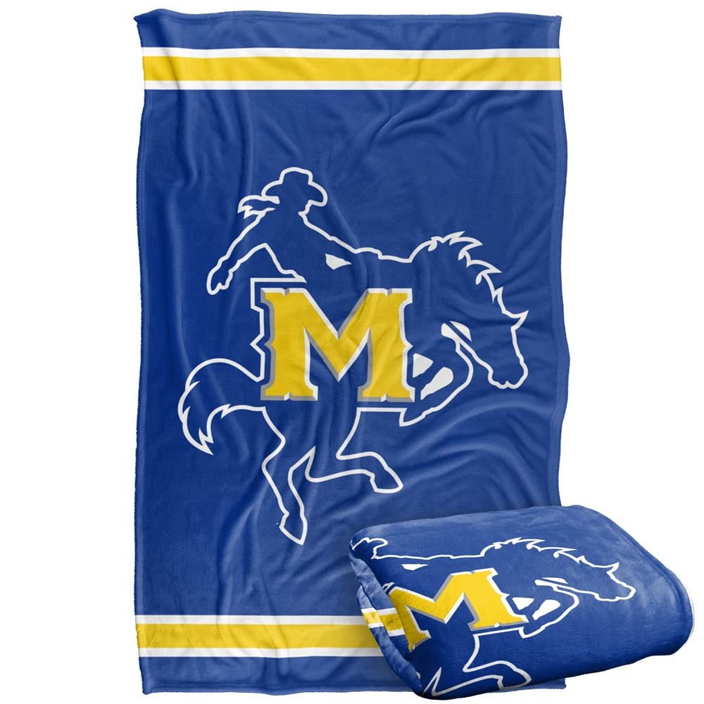 Mcneese State University Cowboy Blanket, 36" x 58", Primary Logo Stripes, Silky Touch Super Soft Throw