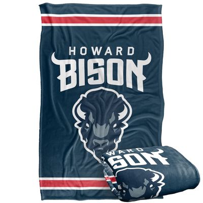 Howard University Bison Blanket, 36" x 58", Primary Logo Stripes, Silky Touch Super Soft Throw