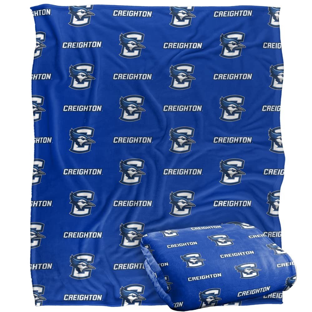 Creighton University Blue Jays Blanket, 50" x 60", Logo Pattern, Silky Touch Super Soft Throw