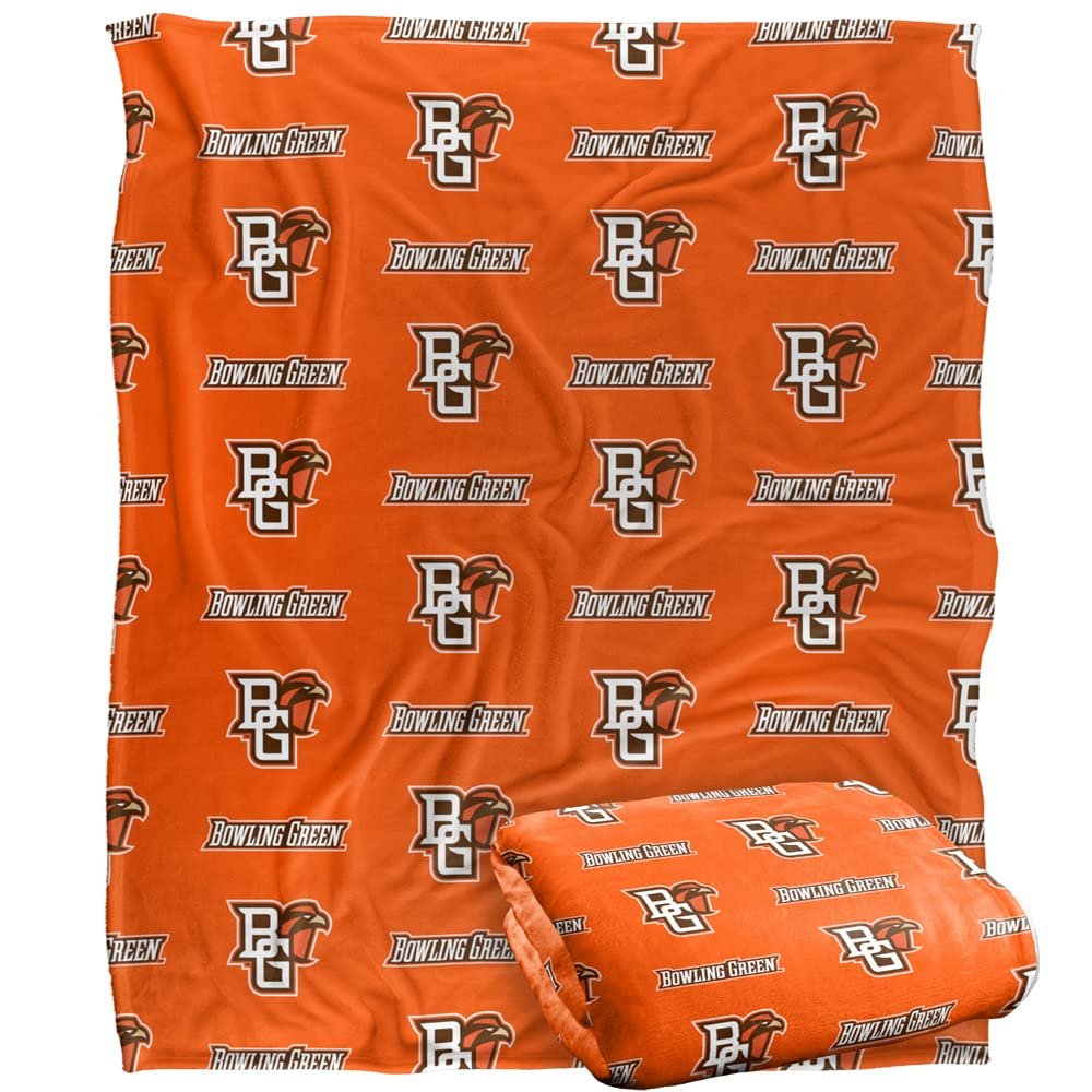 Bowling Green State University Wildcats Blanket, 50" x 60", Logo Pattern, Silky Touch Super Soft Throw