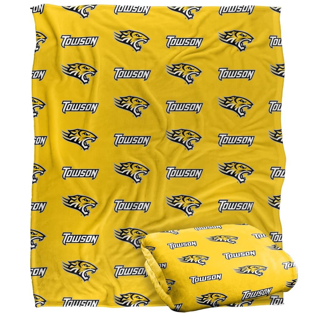 Towson University Tigers Blanket, 50" x 60", Logo Pattern, Silky Touch Super Soft Throw