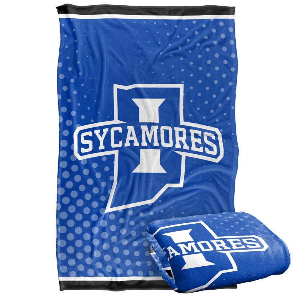 Indiana State University Sycamores Blanket, 36" x 58", Logo Dots, Silky Touch Super Soft Throw