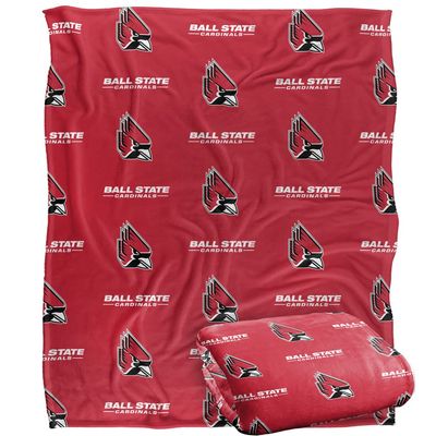 Ball State University Cardinals Blanket, 50" x 60", Logo Pattern, Silky Touch Super Soft Throw