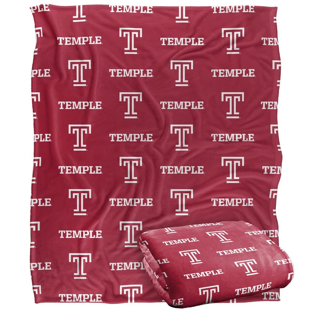Temple University Owls Blanket, 50" x 60", Logo Pattern, Silky Touch Super Soft Throw