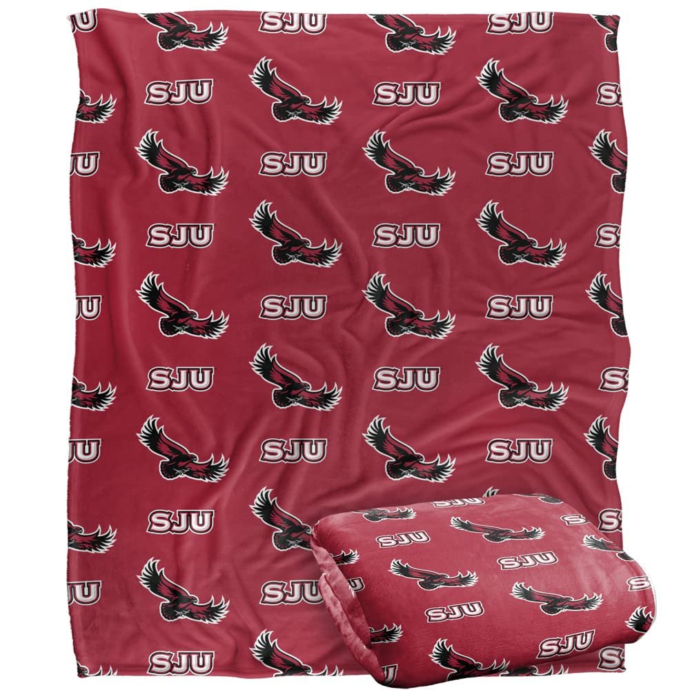 Saint Joseph's University Hawks Blanket, 50" x 60", Logo Pattern, Silky Touch Super Soft Throw