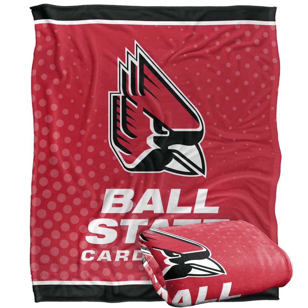 Ball State University Cardinals Blanket, 50" x 60", Logo Dots, Silky Touch Super Soft Throw