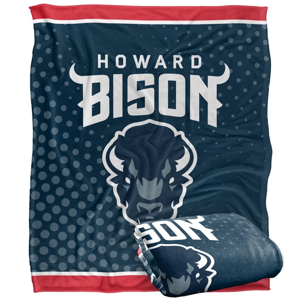 Howard University Bison Blanket, 50" x 60", Logo Dots, Silky Touch Super Soft Throw