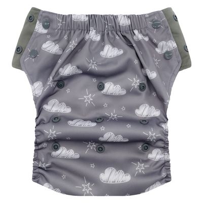 EcoAble Reusable Potty Training Diaper with Insert, Daytime Pull-on Cloth Training Pants for Toddlers and Big Kids (Size 3, Cloudy Day)