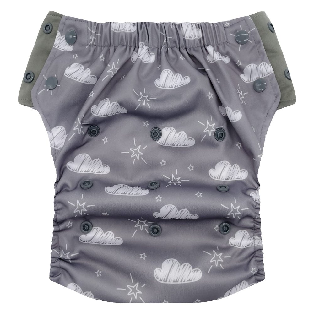 EcoAble Reusable Potty Training Diaper with Insert, Daytime Pull-on Cloth Training Pants for Toddlers and Big Kids (Size 3, Cloudy Day)