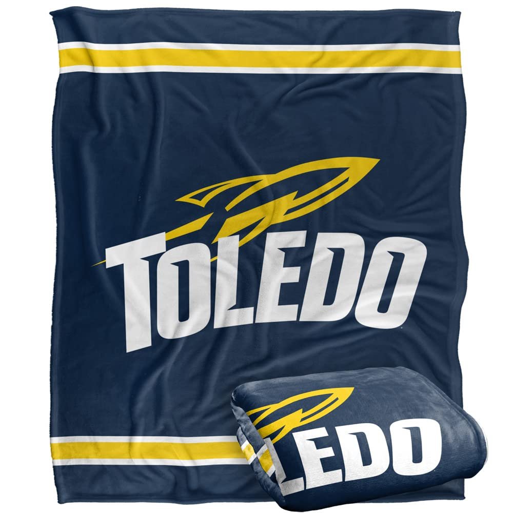 University of Toledo Rockets Blanket, 50" x 60", Primary Logo Stripes, Silky Touch Super Soft Throw