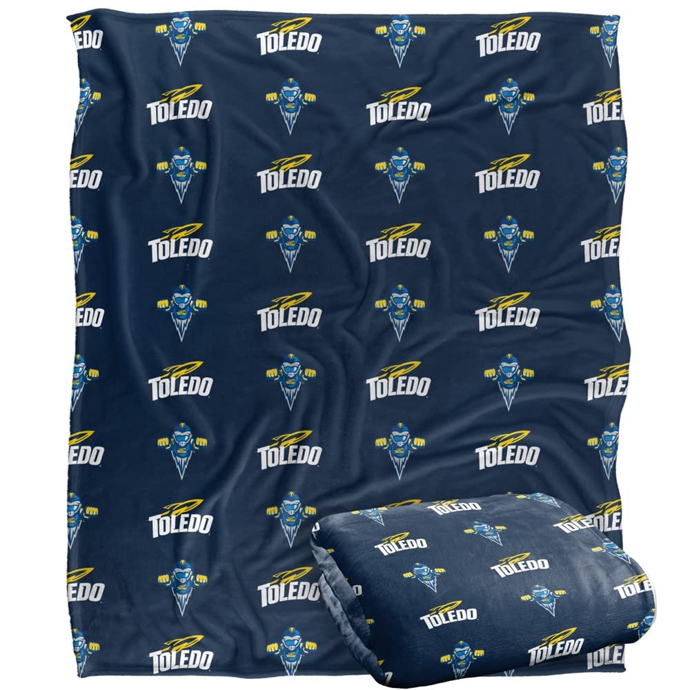 University of Toledo Rockets Blanket, 50" x 60", Logo Pattern, Silky Touch Super Soft Throw