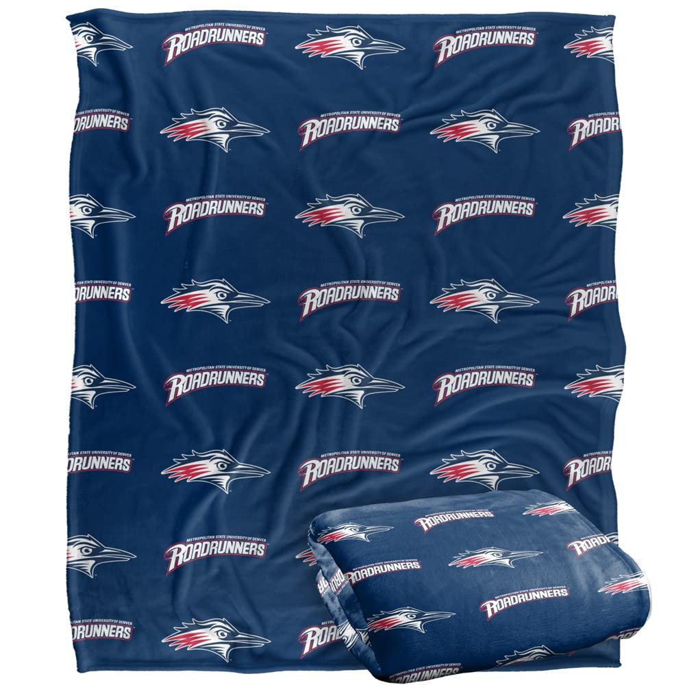 Metro State University of Denver Roadrunners Blanket, 50" x 60", Logo Pattern, Silky Touch Super Soft Throw