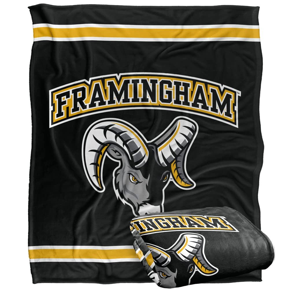 Framingham State University Rams Blanket, 50" x 60", Primary Logo Stripes, Silky Touch Super Soft Throw
