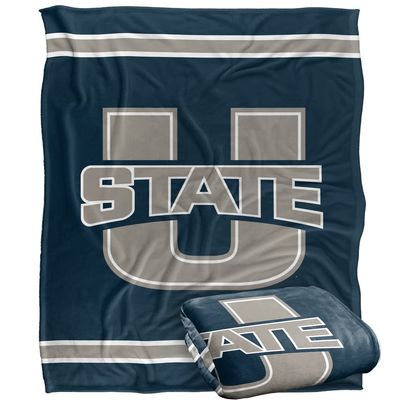 Utah State University Aggies Blanket, 50" x 60", Primary Logo Stripes, Silky Touch Super Soft Throw