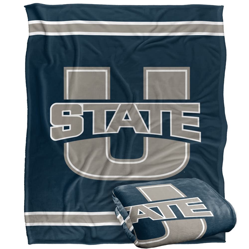 Utah State University Aggies Blanket, 50" x 60", Primary Logo Stripes, Silky Touch Super Soft Throw