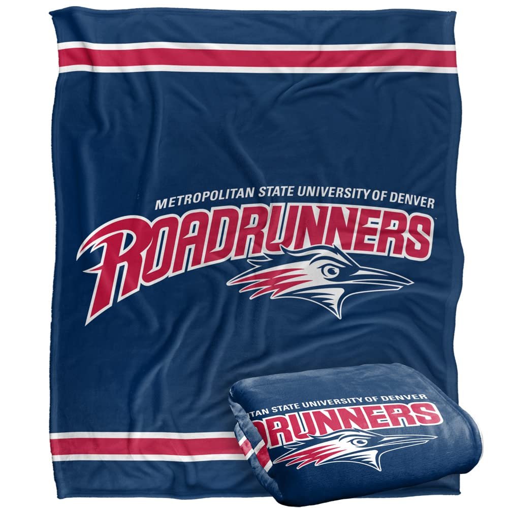 Metro State University of Denver Roadrunners Blanket, 50" x 60", Primary Logo Stripes, Silky Touch Super Soft Throw