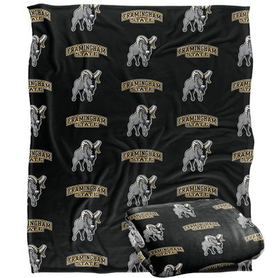 Framingham State University Rams Blanket, 50" x 60", Logo Pattern, Silky Touch Super Soft Throw
