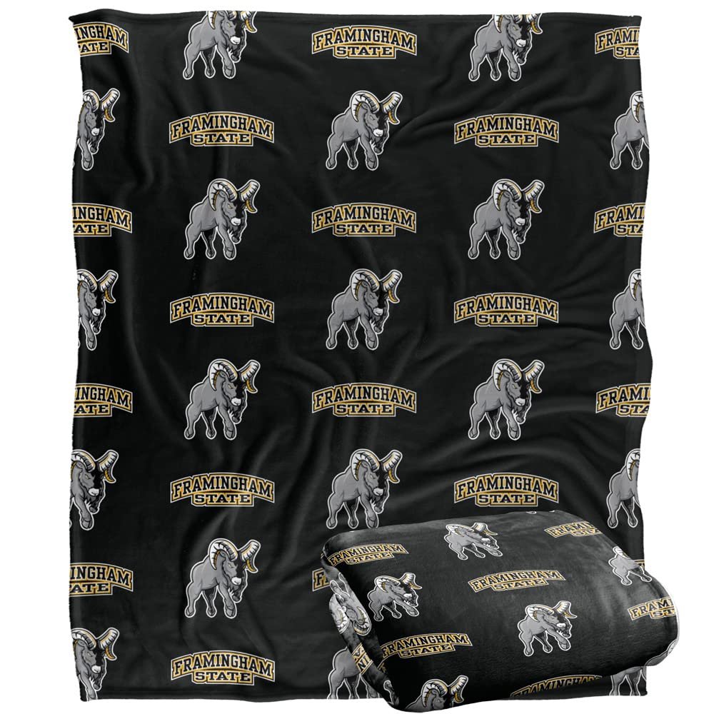 Framingham State University Rams Blanket, 50" x 60", Logo Pattern, Silky Touch Super Soft Throw