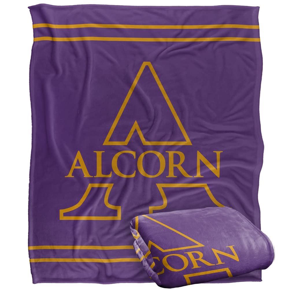 Alcorn State University Braves Blanket, 50" x 60", Primary Logo Stripes, Silky Touch Super Soft Throw