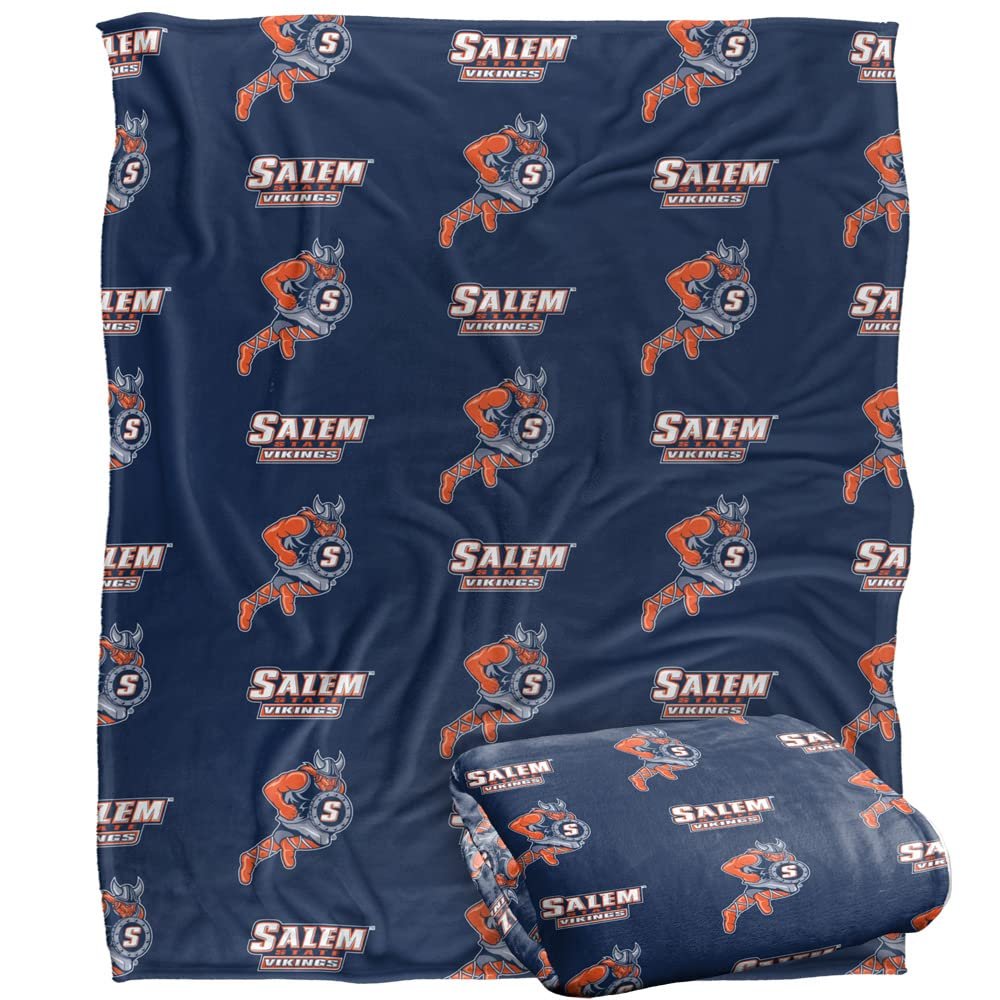 Salem State University Vikings Blanket, 50" x 60", Logo Pattern, Silky Touch Super Soft Throw
