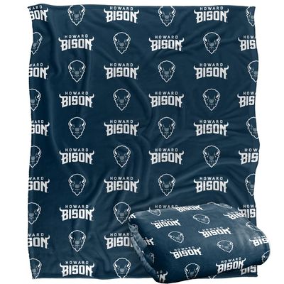 Howard University Bison Blanket, 50" x 60", Logo Pattern, Silky Touch Super Soft Throw