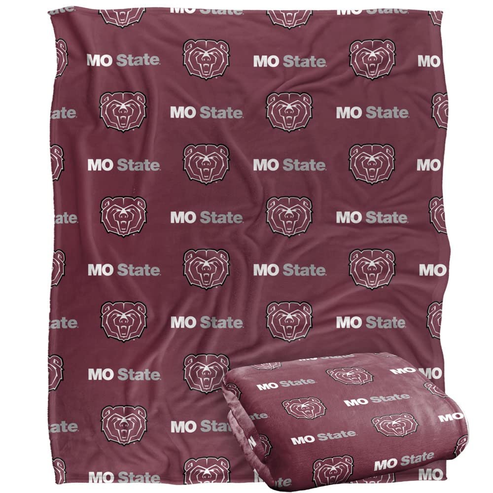 Missouri State University Bears Blanket, 50" x 60", Logo Pattern, Silky Touch Super Soft Throw