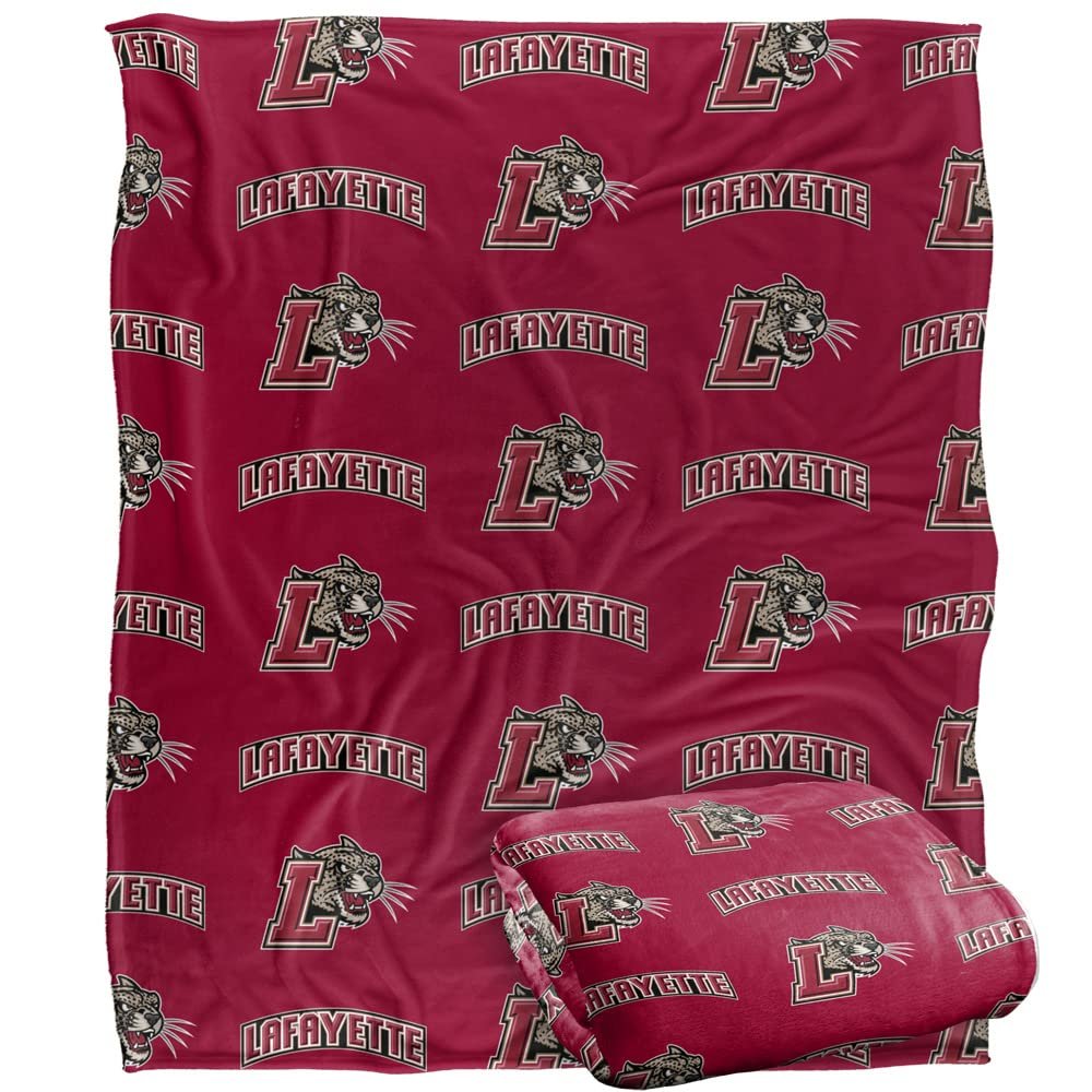 Lafayette College Bulldogs Blanket, 50" x 60", Logo Pattern, Silky Touch Super Soft Throw