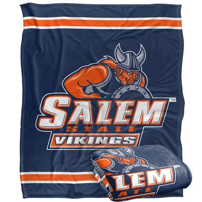 Salem State University Vikings Blanket, 50" x 60", Primary Logo Stripes, Silky Touch Super Soft Throw