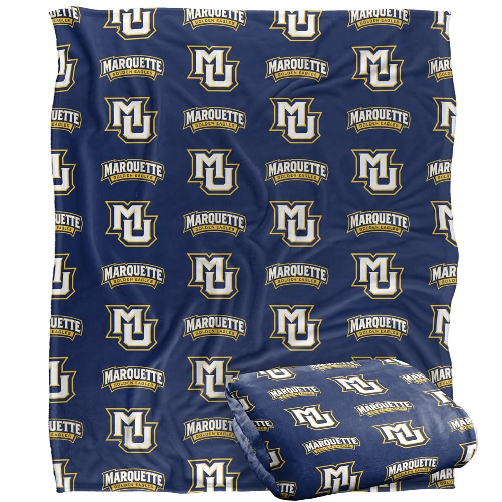 Marquette University Golden Eagles Blanket, 50" x 60", Logo Pattern, Silky Touch Super Soft Throw