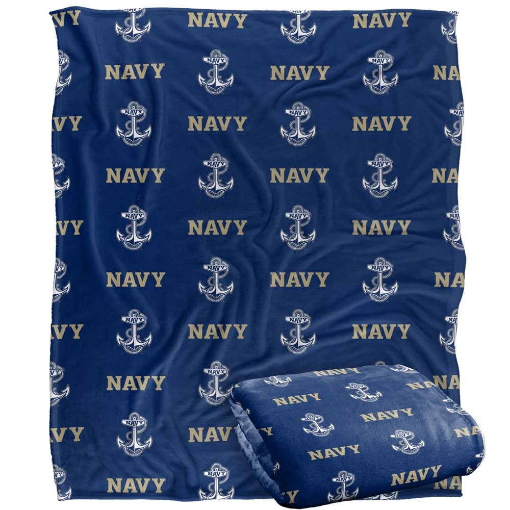US Navel Academy Midshipmen Blanket, 50" x 60", Logo Pattern, Silky Touch Super Soft Throw