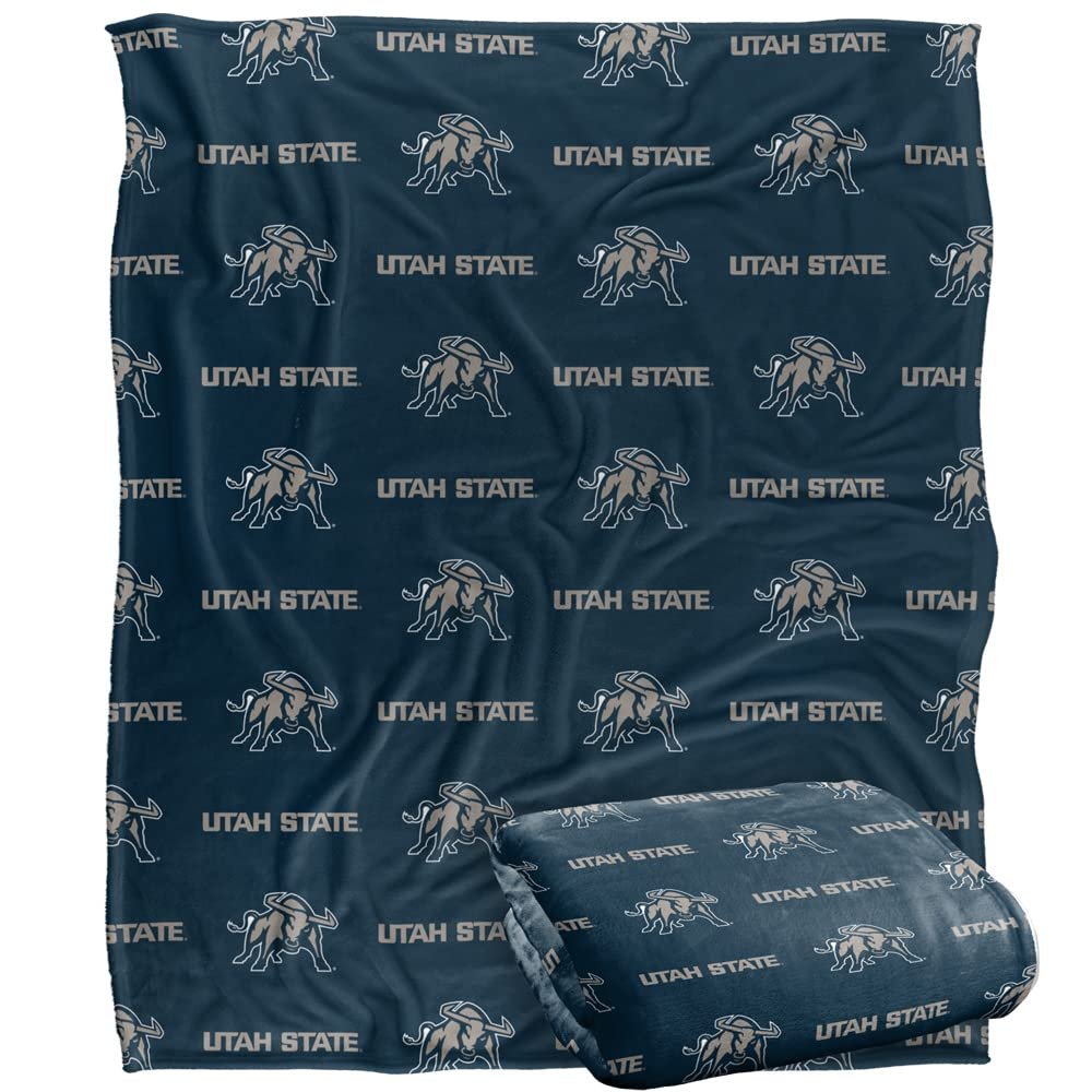 Utah State University Aggies Blanket, 50" x 60", Logo Pattern, Silky Touch Super Soft Throw