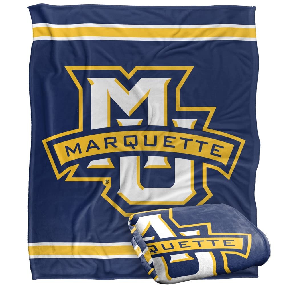 Marquette University Golden Eagles Blanket, 50" x 60", Primary Logo Stripes, Silky Touch Super Soft Throw