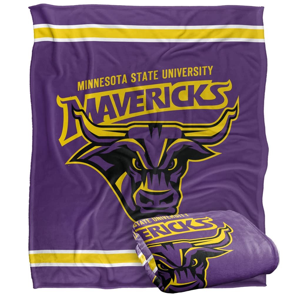 Minnesota State University Mankato Mavericks Blanket, 50" x 60", Primary Logo Stripes, Silky Touch Super Soft Throw