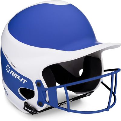 RIP-IT | Vision Pro Softball Batting Helmet with Face Mask | Matte | Two-Tone Royal S/M | Lightweight Womens Sport Equipment