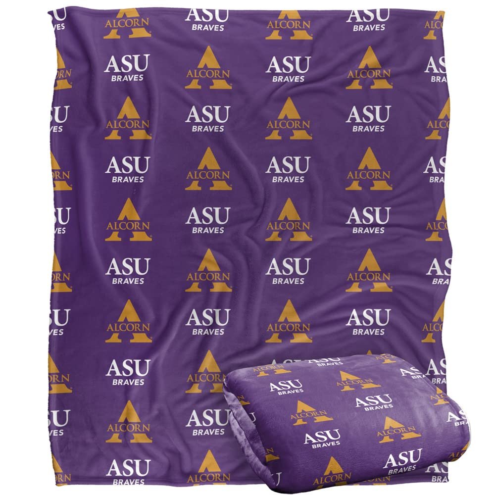 Alcorn State University Braves Blanket, 50" x 60", Logo Pattern, Silky Touch Super Soft Throw