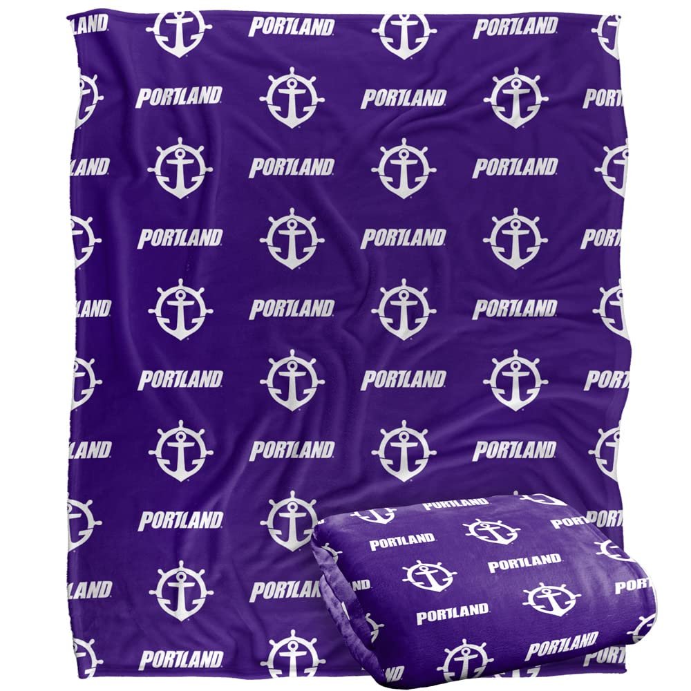 University of Portland Pilots Blanket, 50" x 60", Logo Pattern, Silky Touch Super Soft Throw
