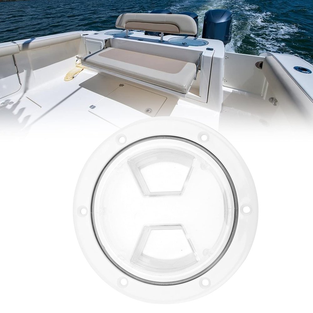 Boat Deck Access Hatch, Qiilu Boat Deck Access Hatch TransparentCover, Boat Hatch Deck Plate Boat Round Non Slip Inspection Hatch, for RV Marine Yacht(4inch)