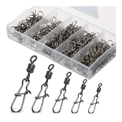 100pcs/ Set Fishing Connector Swivels Interlock Pin Snap 4#-12# Rolling Swivel for Fishhook Lure Fishing Accessories DaJiKan