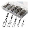 100pcs/ Set Fishing Connector Swivels Interlock Pin Snap 4#-12# Rolling Swivel for Fishhook Lure Fishing Accessories DaJiKan view 1
